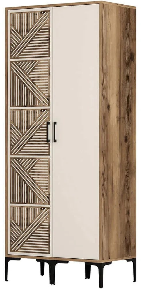 Ντουλάπα Δίφυλλη Kumsal 845HCT5426 80x47,5x201,4cm Walnut-Cream Δίφυλλη