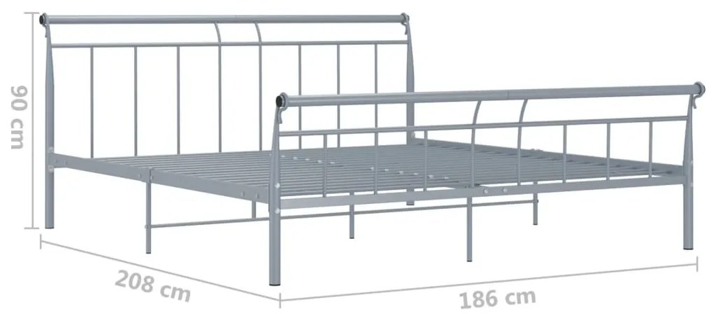 vidaXL Πλαίσιο Κρεβατιού Γκρι 180 x 200 εκ. Μεταλλικό
