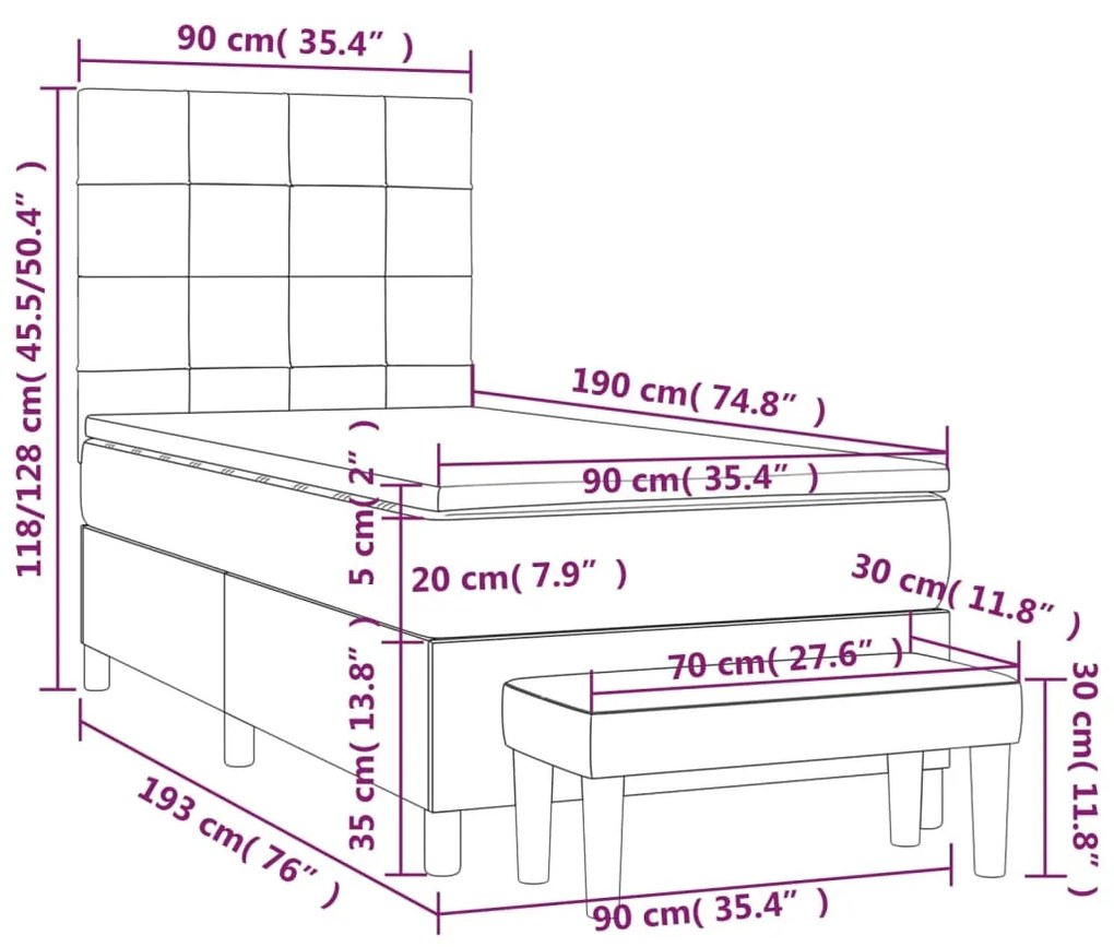 ΚΡΕΒΑΤΙ BOXSPRING ΜΕ ΣΤΡΩΜΑ ΣΚΟΥΡΟ ΚΑΦΕ 90X190 ΕΚ. ΥΦΑΣΜΑΤΙΝΟ 3136560