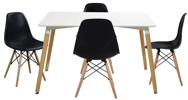 Σετ τραπεζαρίας C10080.02 5τμχ με Τραπέζι MINIMAL 120x80x73εκ. & Καρέκλες Twist Μαύρες