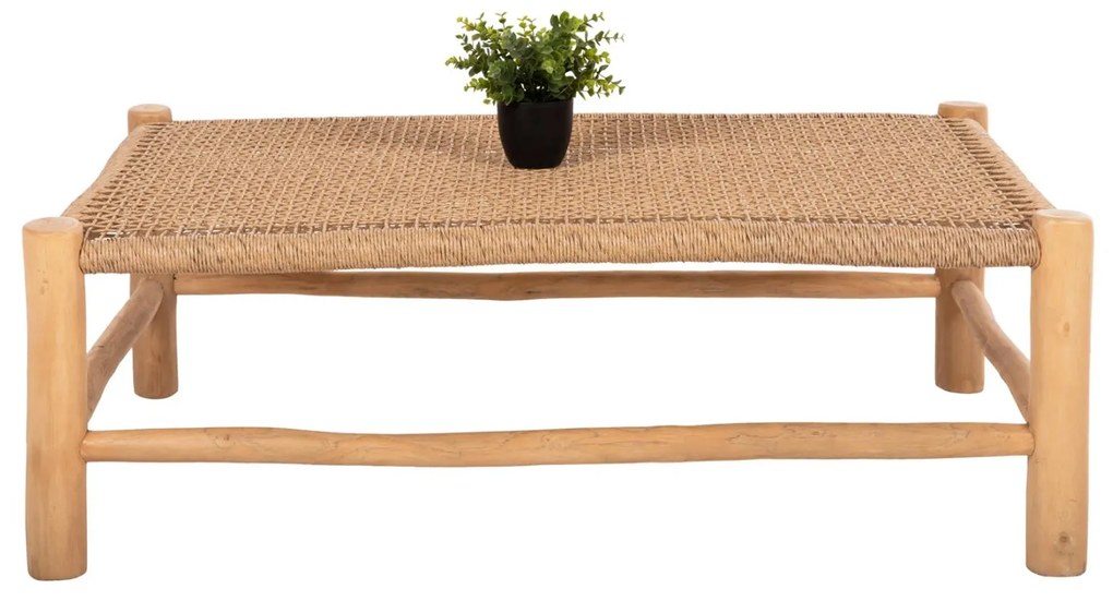 Τραπεζάκι σαλονιού LONDER C5985 Ξύλο TEAK - Συνθετικό Rattan σε Φυσικό 119x79,5x41Yεκ. 119x79.5x41 εκ.