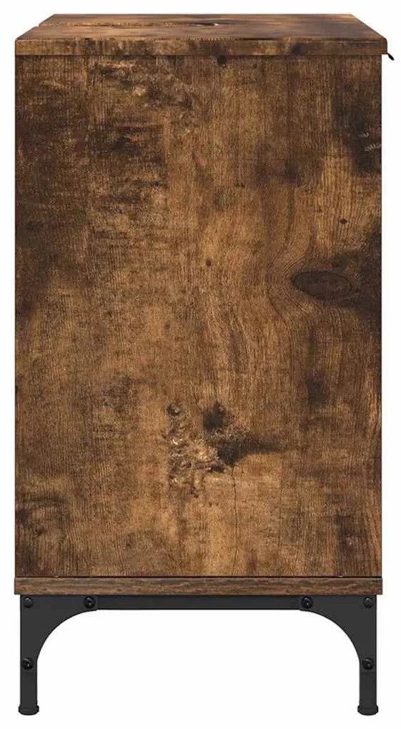 vidaXL Ντουλάπα Νιπτήρα Mπάνιου Καπνιστό Δρύς 60,5 x 33,5 x 61 εκ