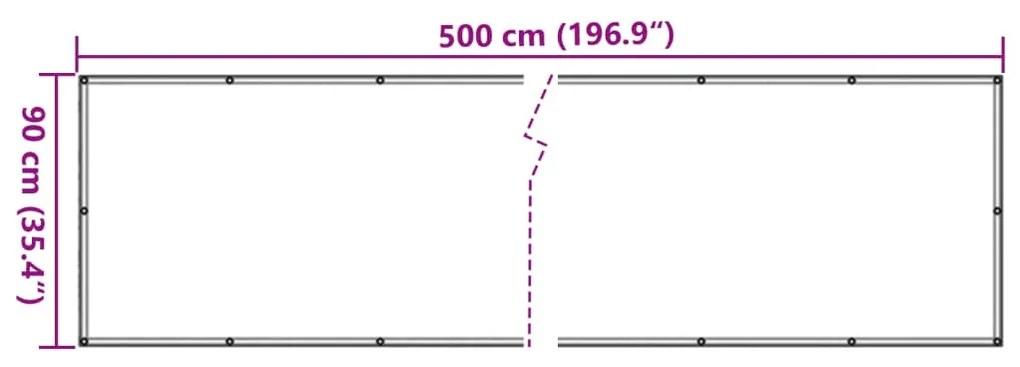 vidaXL Περίφραξη Μπαλκονιού Σχέδιο Ledge Stone Γκρι 500x90 εκ. PVC