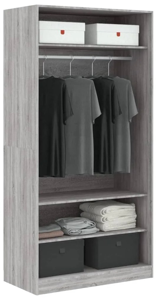 vidaXL Ντουλάπα Γκρι Sonoma 100 x 50 x 200 εκ. από Επεξεργασμένο Ξύλο