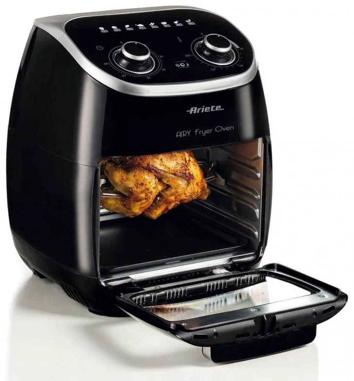 Φούρνος με φριτέζα ζεστού αέρα Ariete AIRY FRYER OVEN 4619/00, 2000W, 11 l, 8 προγράμματα, 80-200C, Ψησταριά, Χρονοδιακόπτης, Μαύρο