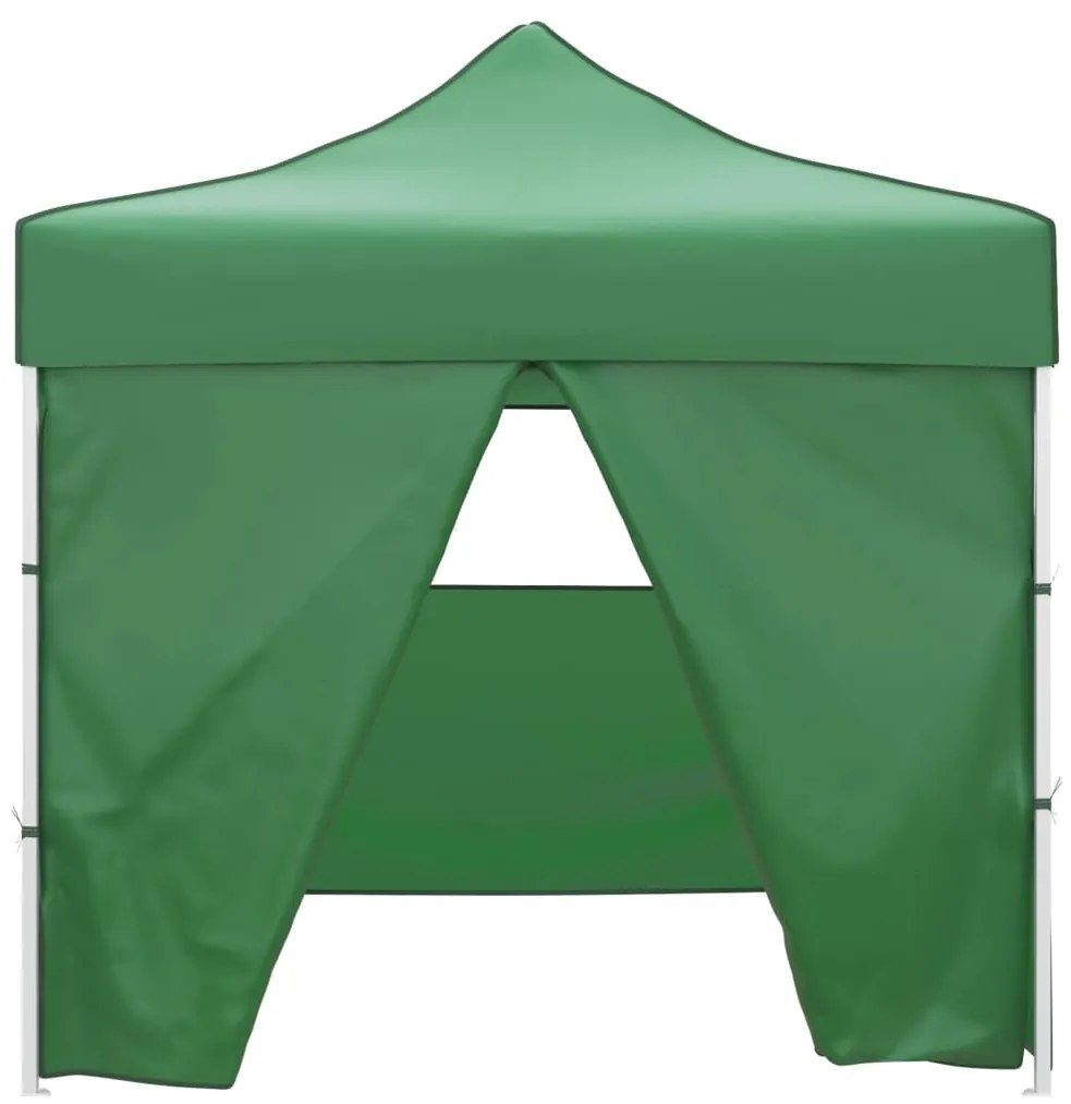 vidaXL Τέντα Πτυσσόμενη με 4 Πλευρικά Τοιχώματα Πράσινη 3 x 3 μ.