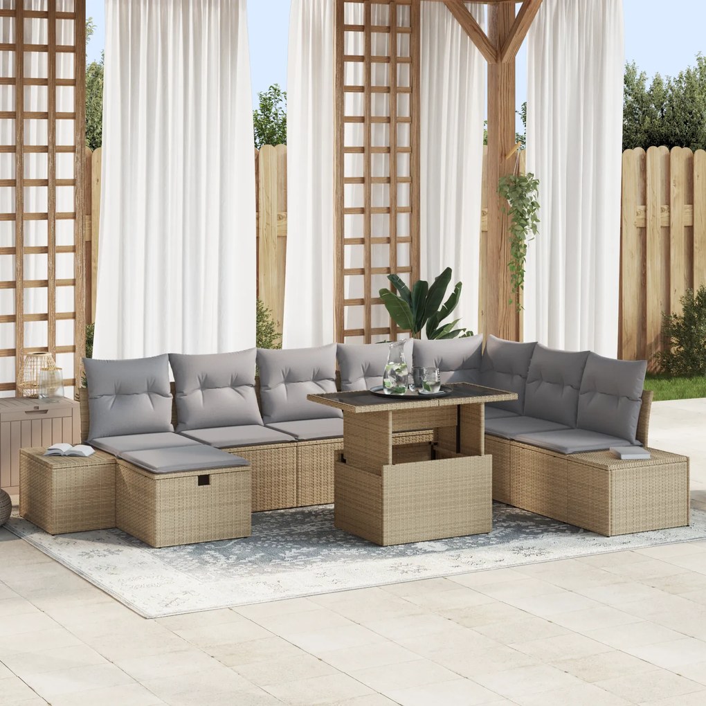 vidaXL Σετ Καναπέ Κήπου 11 pcs Μπεζ 319 x 209 x 69 εκ.