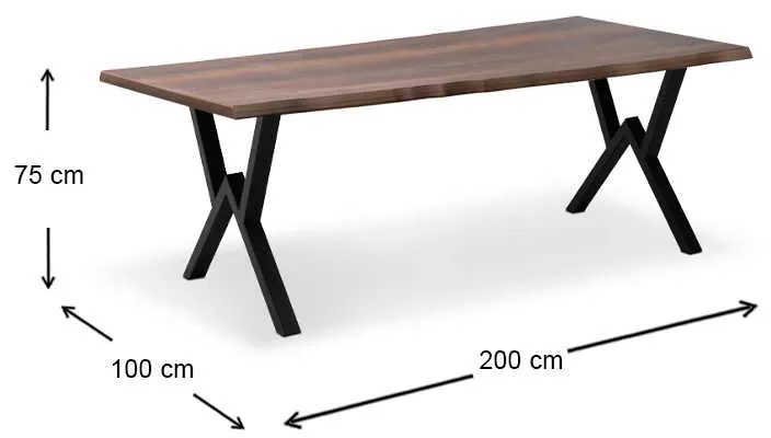 Τραπέζι Walter Megapap Mdf - μεταλλικό χρώμα καρυδί 200x100x75εκ.
