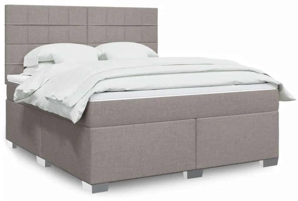 Κρεβάτι Boxspring με Στρώμα Taupe 180x200 εκ. Υφασμάτινο - Μπεζ-Γκρι