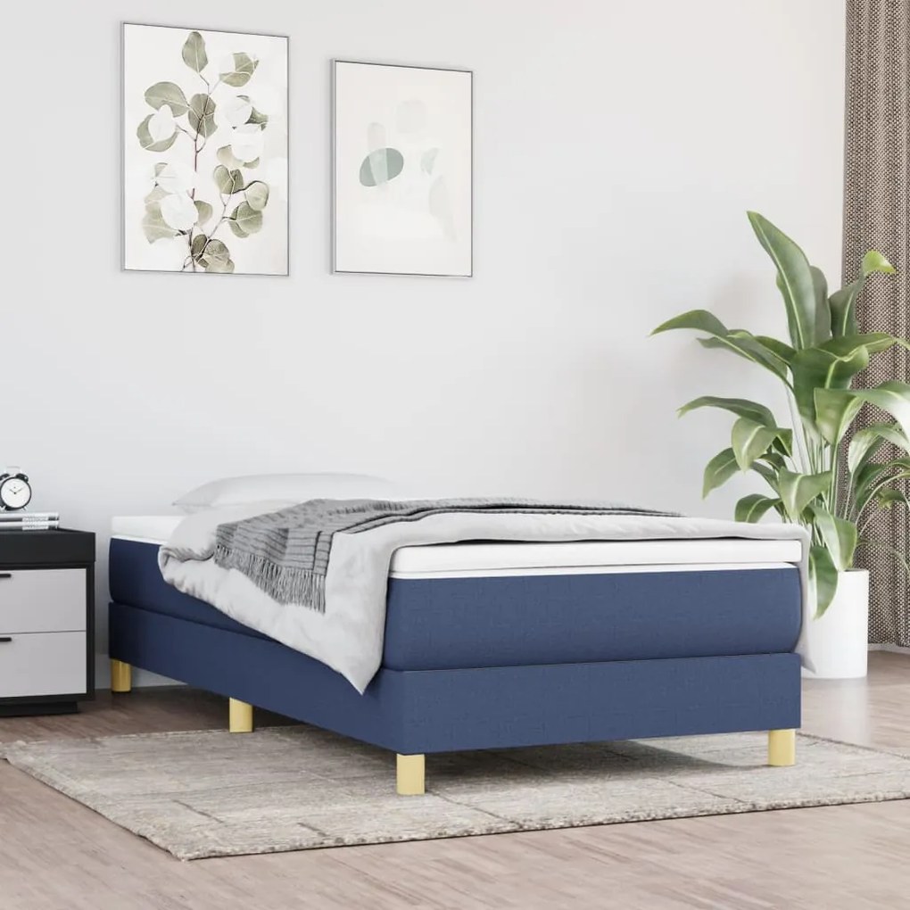 vidaXL Κρεβάτι Boxspring με Στρώμα Μπλε 80x200 εκ. Υφασμάτινο