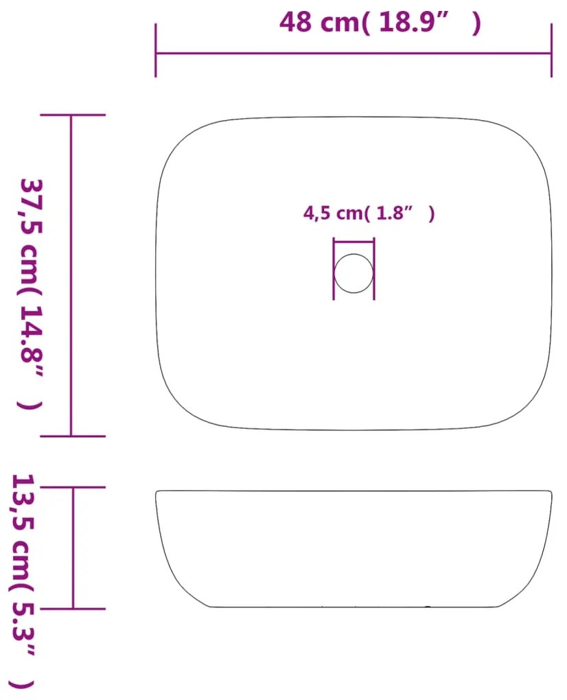 ΝΙΠΤΗΡΑΣ ΟΡΘΟΓΩΝΙΟΣ ΜΑΥΡΟΣ 48 X 37,5 X 13,5 ΕΚ. ΚΕΡΑΜΙΚΟΣ 155094