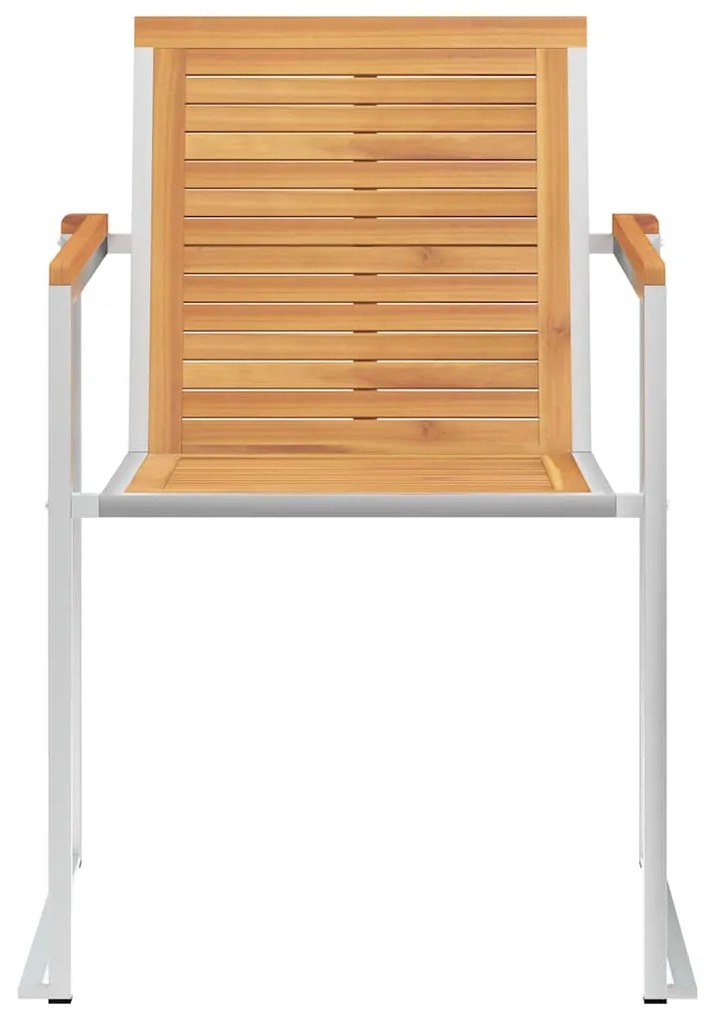 vidaXL Καρέκλες Κήπου 2 τεμ. από Μασίφ Ξύλο Teak/Ατσάλι με Μαξιλάρια