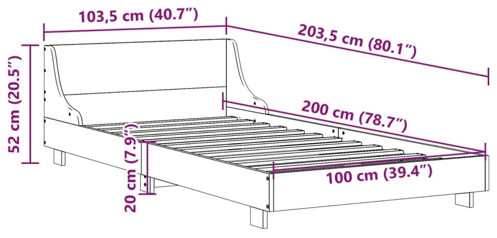 Σκελετός Κρεβατιού Χωρίς Στρώμα Λευκό 100x200 εκ. Μασίφ Πεύκο - Λευκό