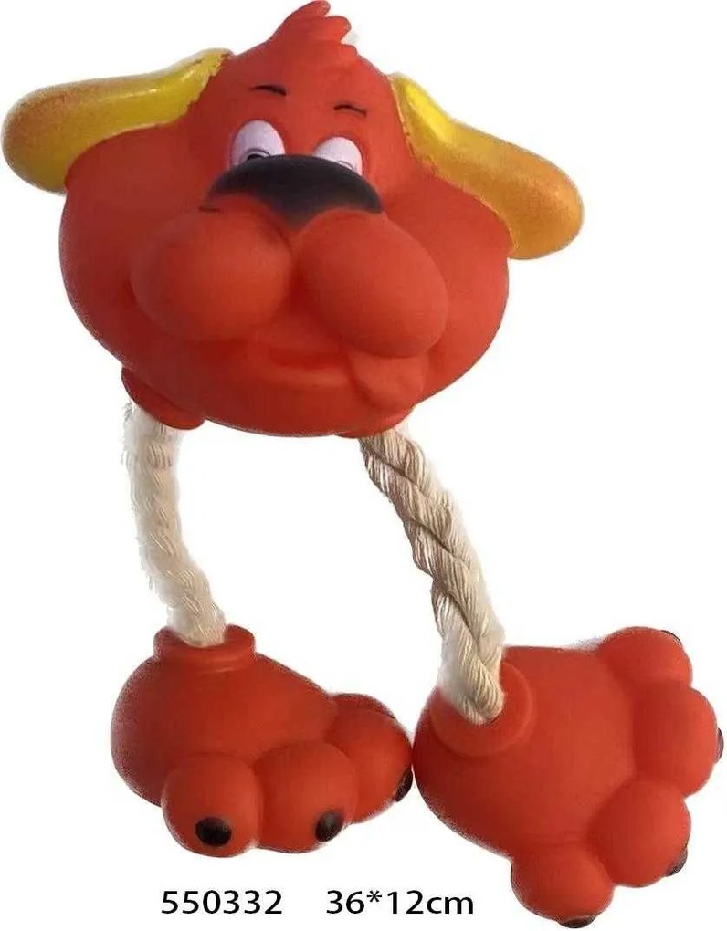 Παιχνίδι σκύλου Latex ζωάκι με σχοινί - 36x12cm - 12pcs - 550332