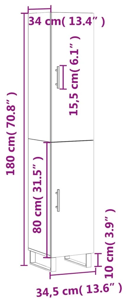 Μπουφές Sonoma Γκρι 34,5 x 34 x 180 εκ. από Επεξεργασμένο Ξύλο - Γκρι