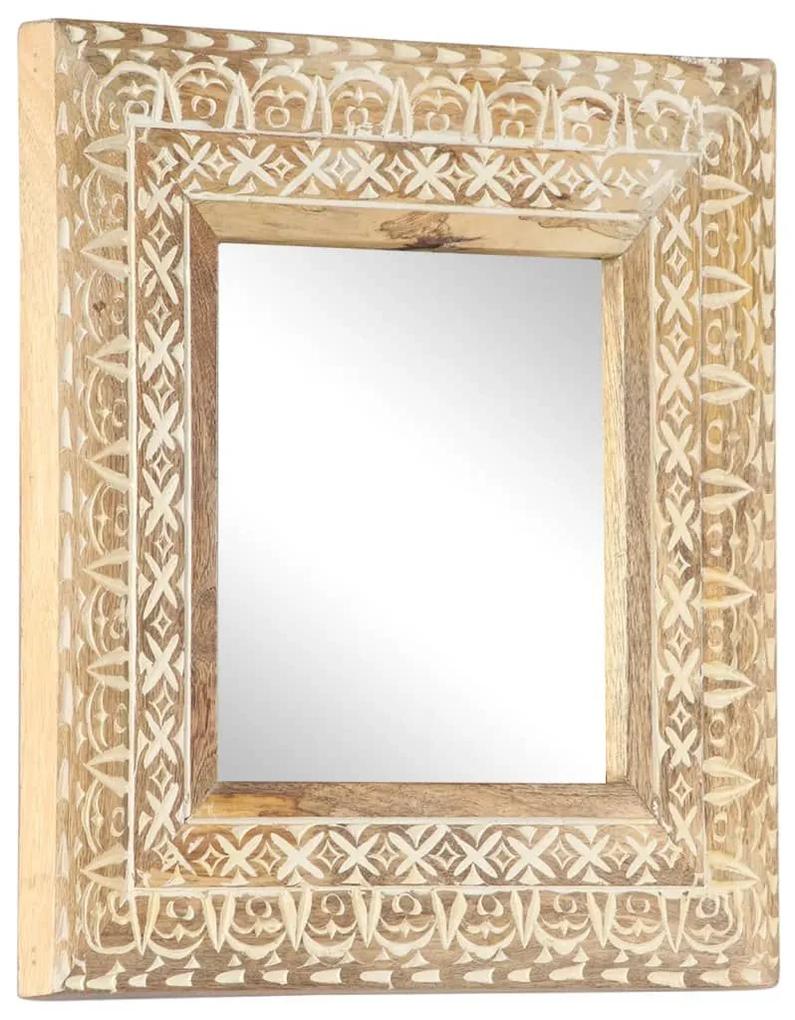 Καθρέφτης Σκαλιστός στο Χέρι 50x50x2,6εκ. από Μασίφ Ξύλο Μάνγκο - Καφέ