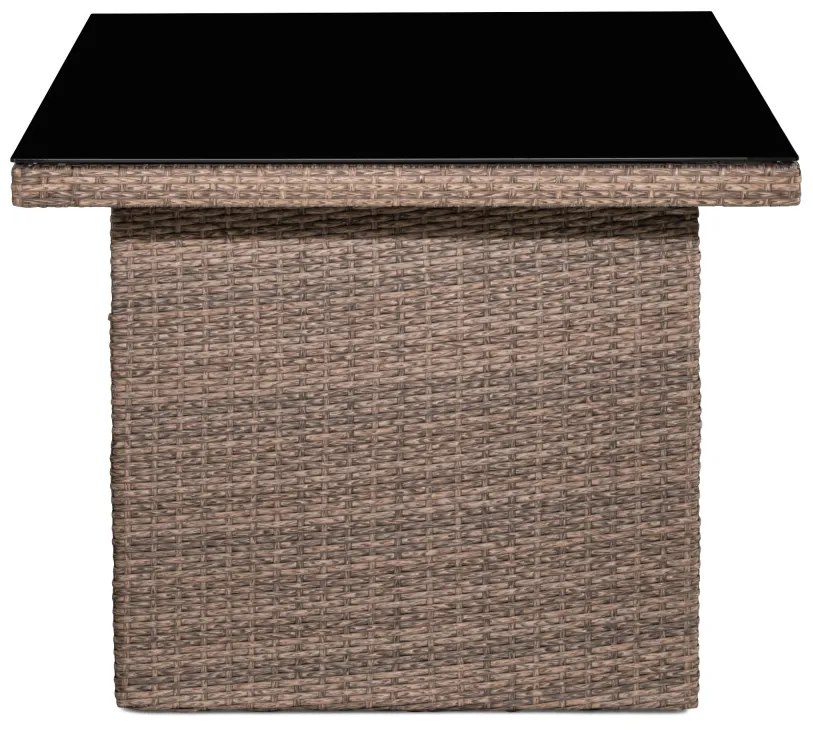 Τραπέζι εξωτερικού χώρου Comfort Garden 1322, 67x85x145cm, Καφέ, Επεξεργασμένο γυαλί, Πλαστικό ψάθινο, Μέταλλο
