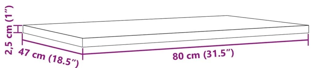 Επιφάνειες Τραπεζιού Ορθογώνιες 3 τεμ. 80x47x2,5 εκ Μασίφ Πεύκο - Καφέ