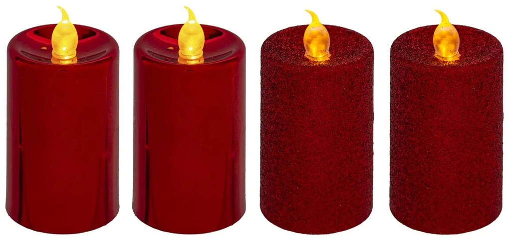 Διακοσμητικά Φωτιστικά Κεριά LED (Σετ 4τμχ) A-S Red 162680A