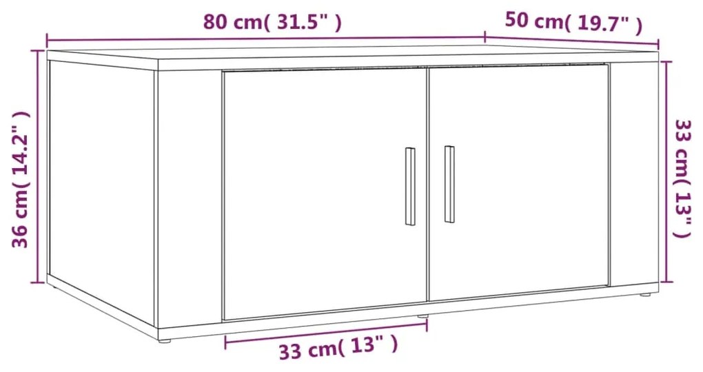 Τραπεζάκι Σαλονιού Γκρι Σκυρ. 80x50x36 εκ. Επεξεργ. Ξύλο - Γκρι