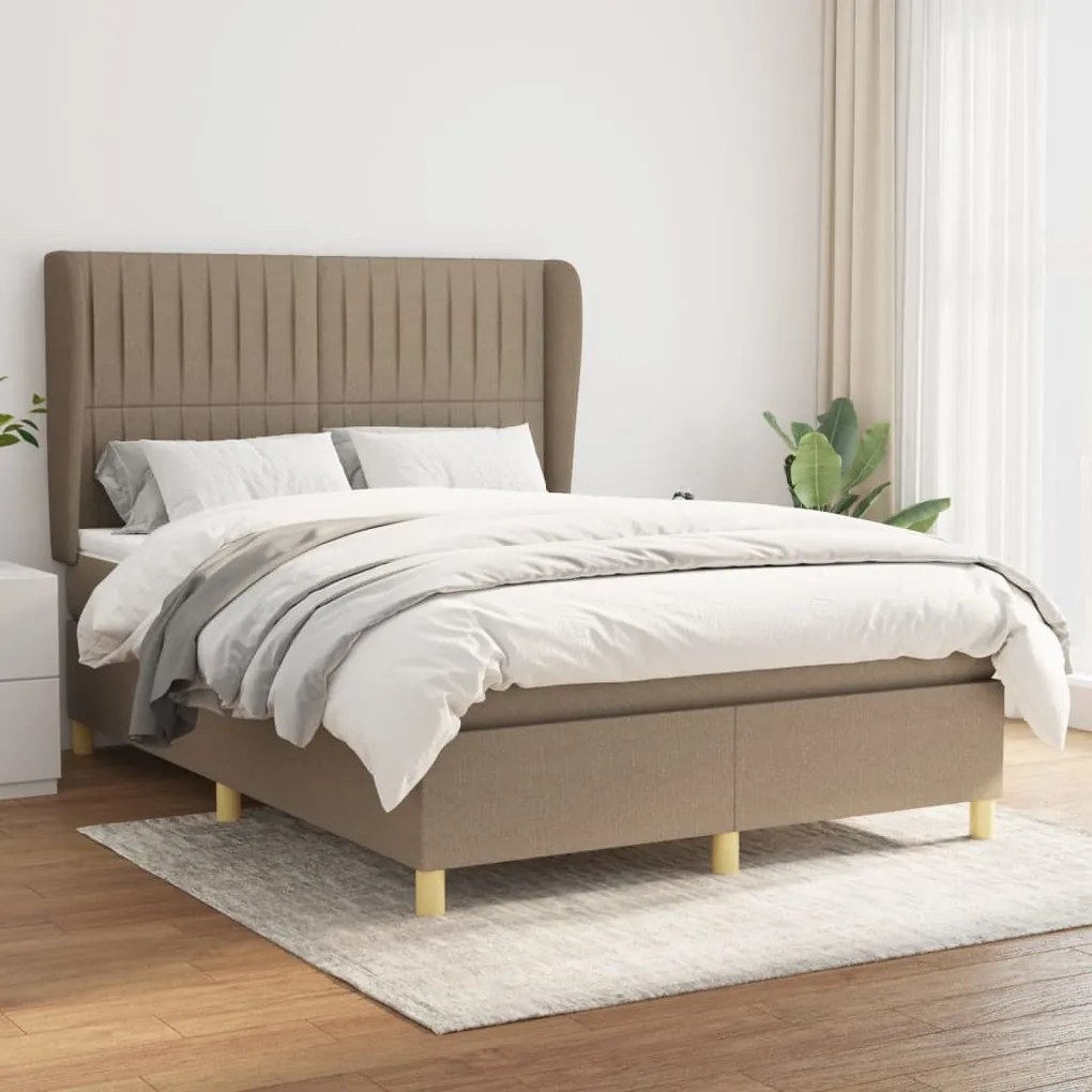 Κρεβάτι Boxspring με Στρώμα Taupe 140x190 εκ. Υφασμάτινο