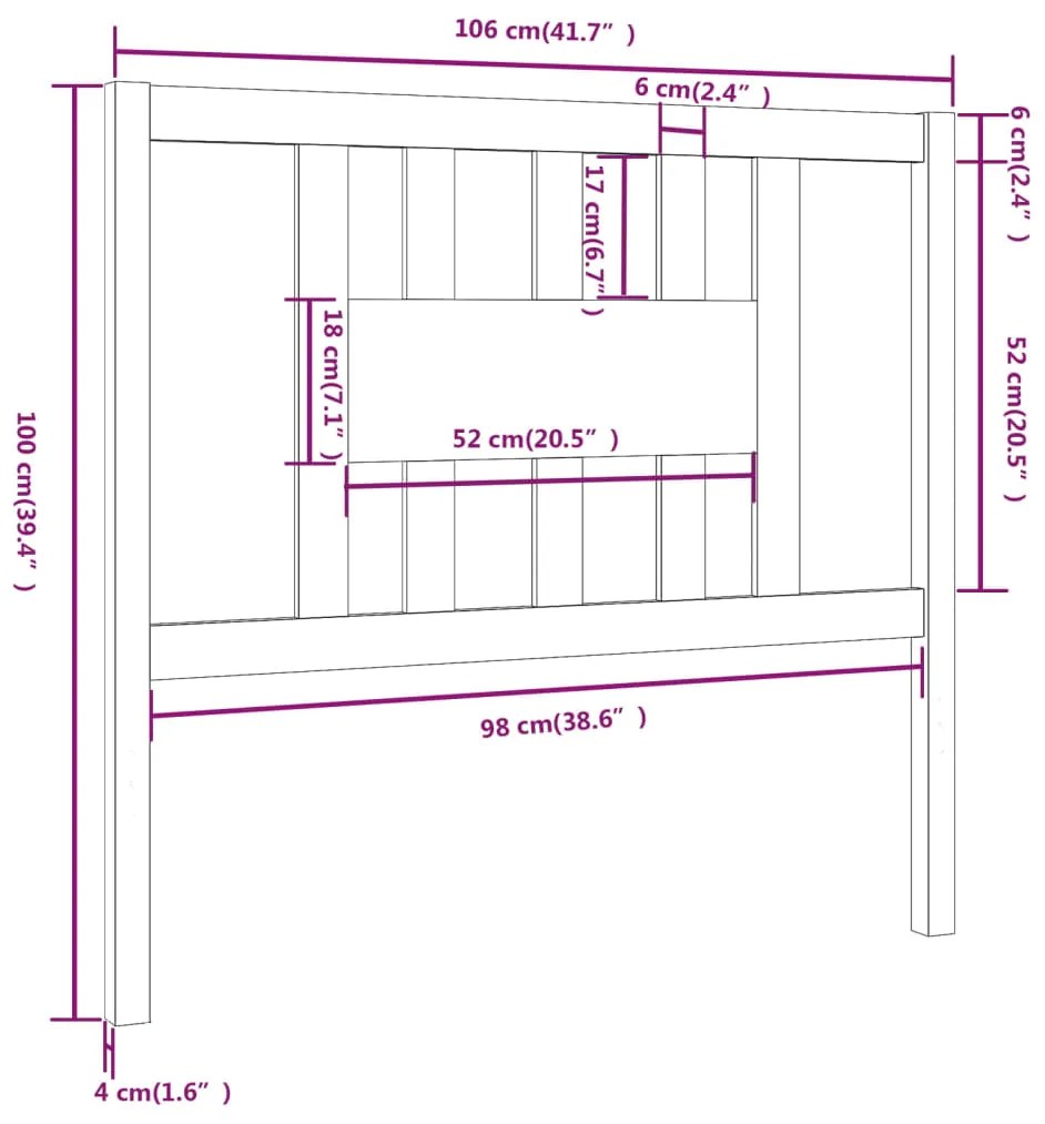 vidaXL Κεφαλάρι Καφέ Μελί 106x4x100 εκ. Μασίφ Ξύλο Πεύκου