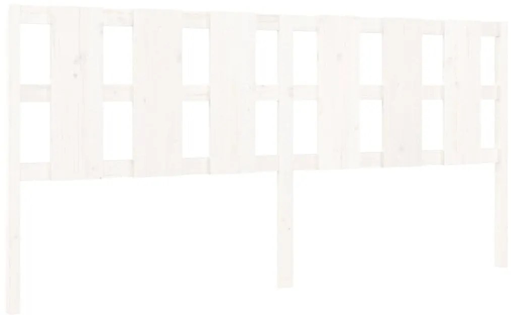 vidaXL Κεφαλάρι Κρεβατιού Λευκό 205,5x4x100 εκ. από Μασίφ Ξύλο Πεύκου