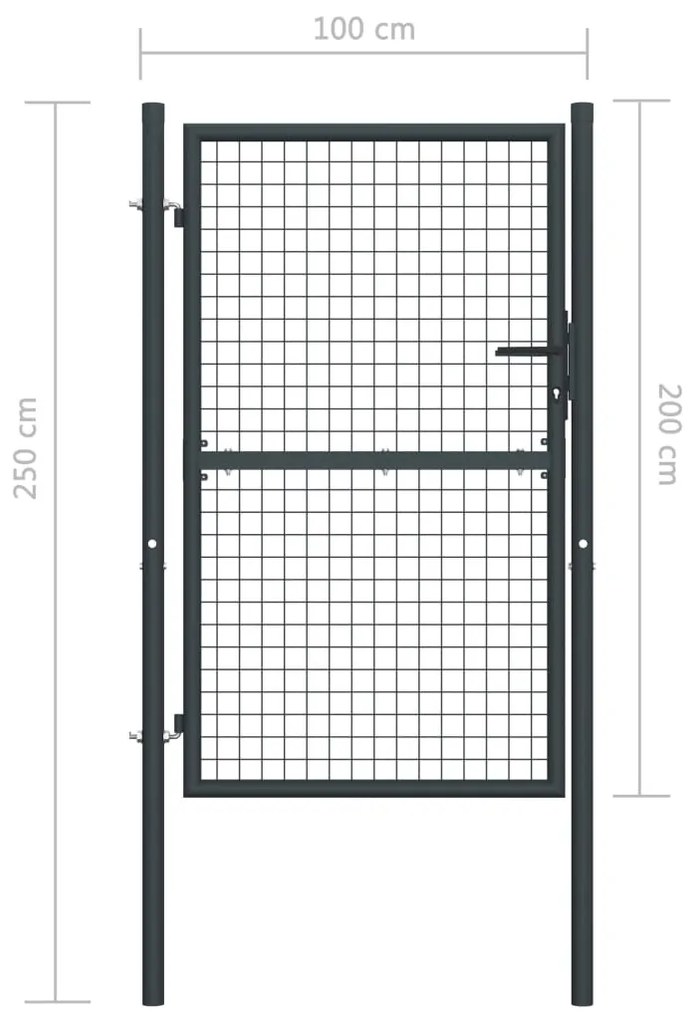 vidaXL Πόρτα Περίφραξης με Πλέγμα Γκρι 100 x 250 εκ. Γαλβαν. Χάλυβας