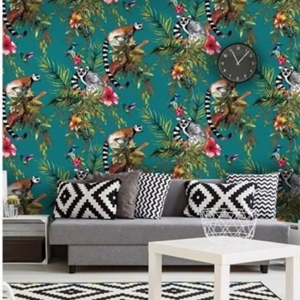 DUTCH WALLCOVERINGS Ταπετσαρία Τοίχου Λεμούριοι Πράσινη 12402 - Πράσινο