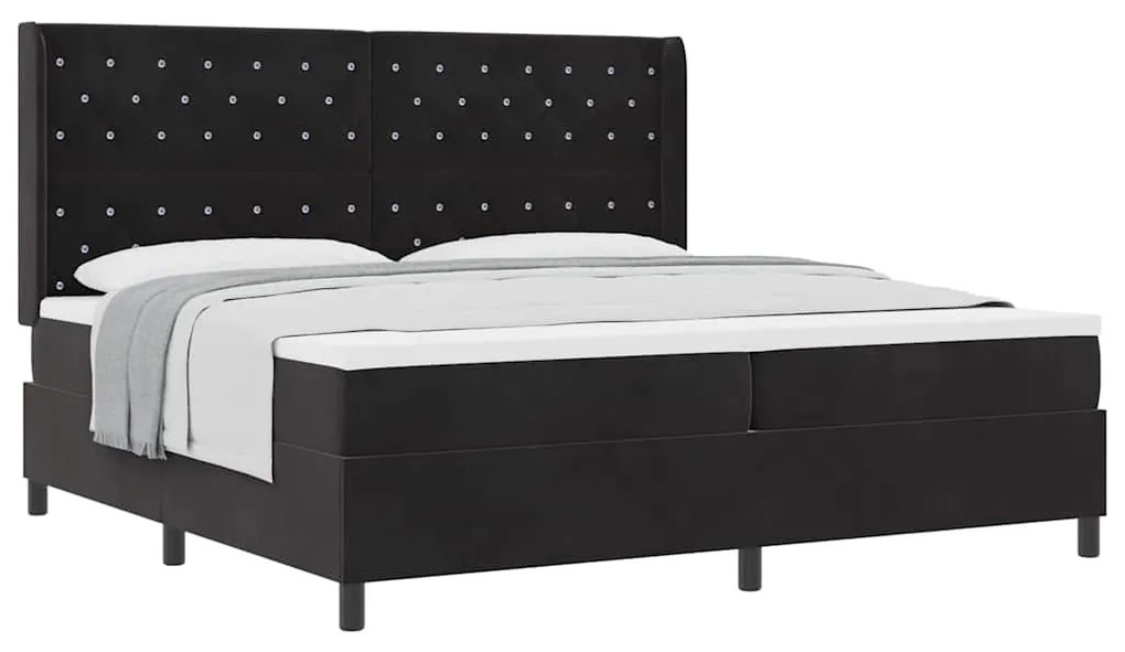 vidaXL Κρεβάτι με ελατήρια με κεφαλάρι Μαύρο 200 x 200 cm Βελούδο