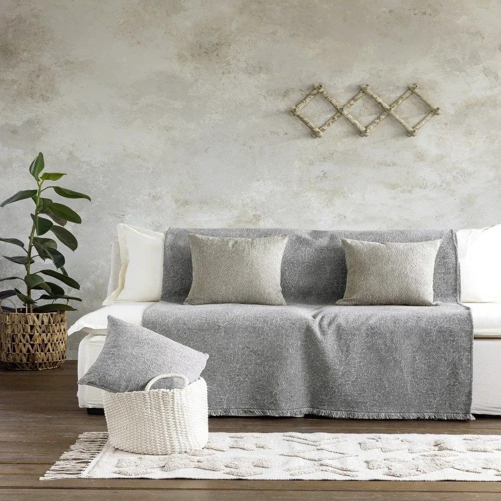 Ριχτάρι Satori Grey Nima Τριθέσιο 180x300cm Ακρυλικό,Βαμβάκι, Polyester