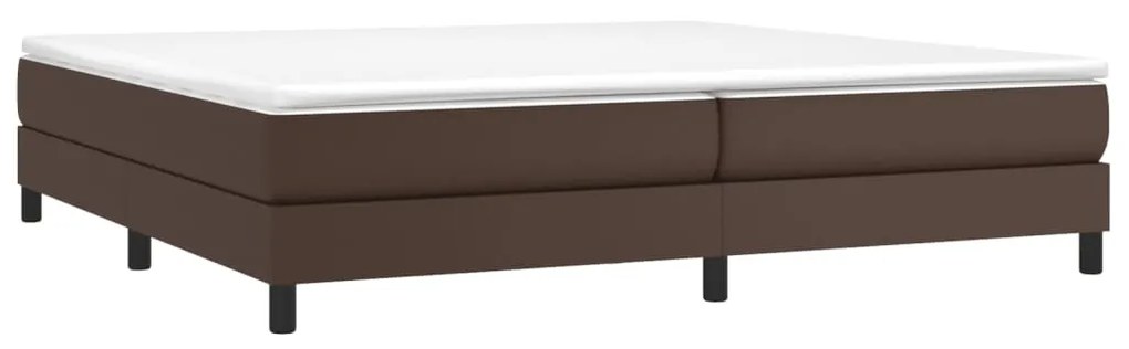 vidaXL Κρεβάτι Boxspring με Στρώμα Καφέ 200x200 εκ. Συνθετικό Δέρμα