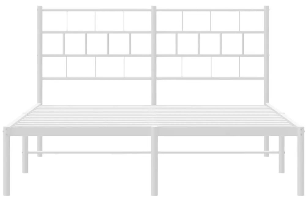Πλαίσιο Κρεβατιού με Κεφαλάρι Λευκό 135 x 190 εκ. Μεταλλικό - Λευκό