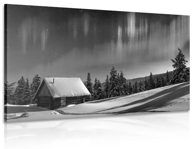 Εικόνα παραμυθένιο χειμερινό τοπίο σε ασπρόμαυρο - 60x40