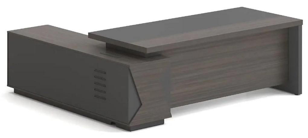 VIP Γραφείο Δεξιά Γωνία, Απόχρωση Grey Walnut 180x90x75/180x50x62 cm