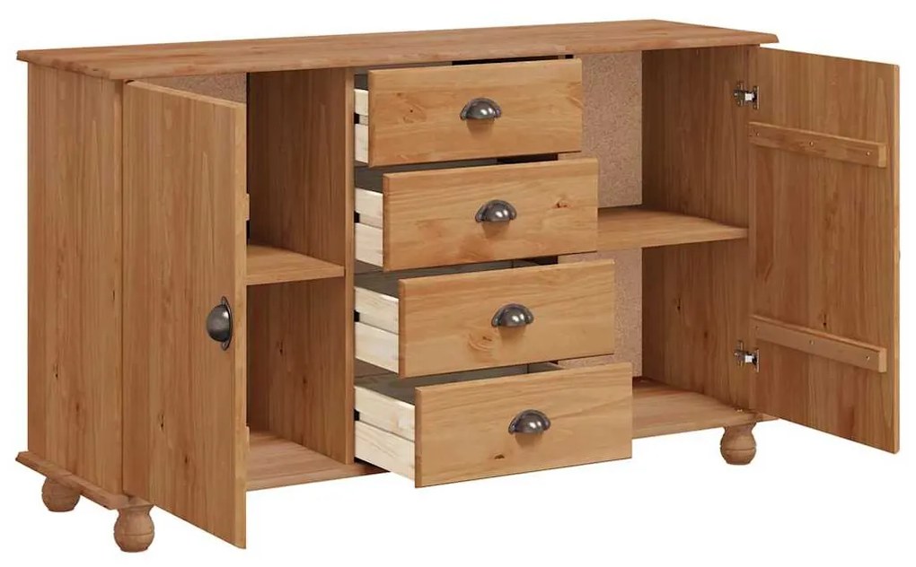 vidaXL Πλαϊνό γραφείο Καφέ 133.5 x 40 x 79 εκ. Μασίφ ξύλο πεύκου