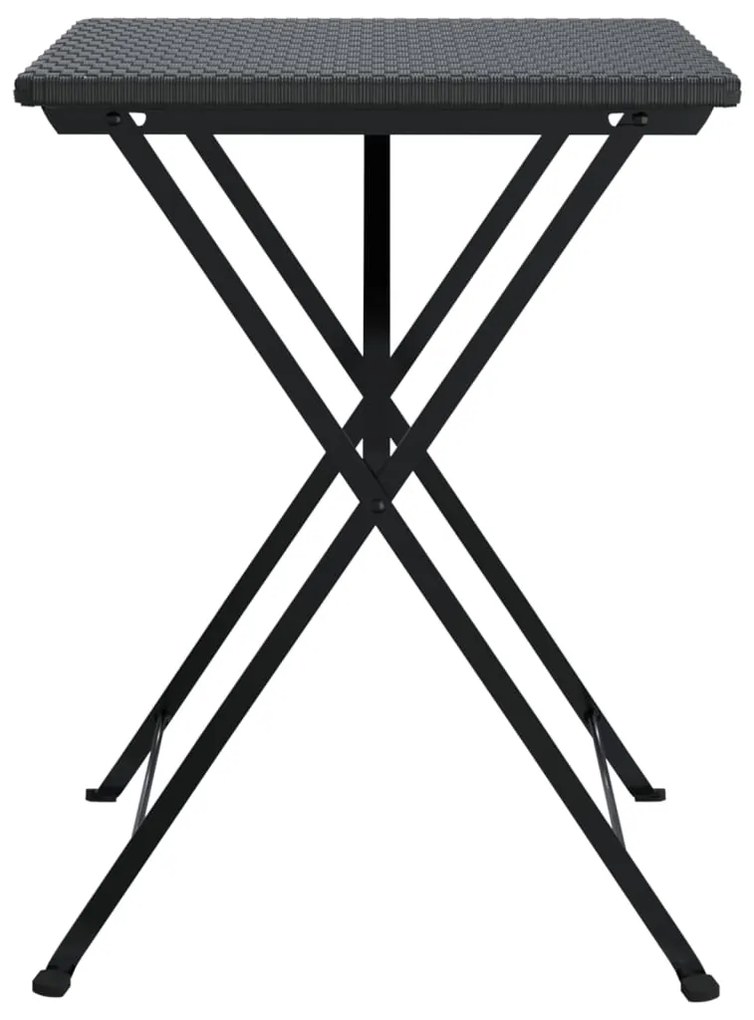 vidaXL Τραπέζι Bistro Πτυσσόμενο Μαύρο 55x54x71 εκ. Συνθετικό Ρατάν