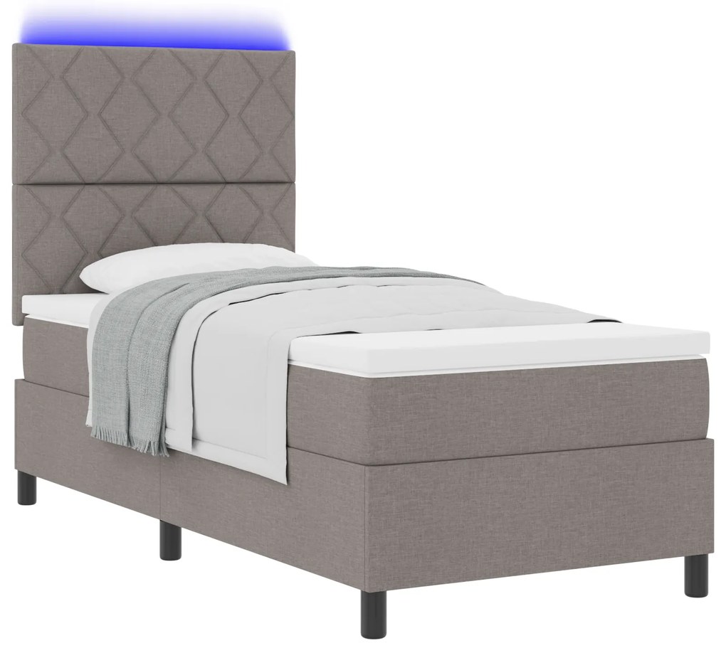 vidaXL Κρεβάτι με ελατήρια και στρώμα & LED 90 x 190 cm