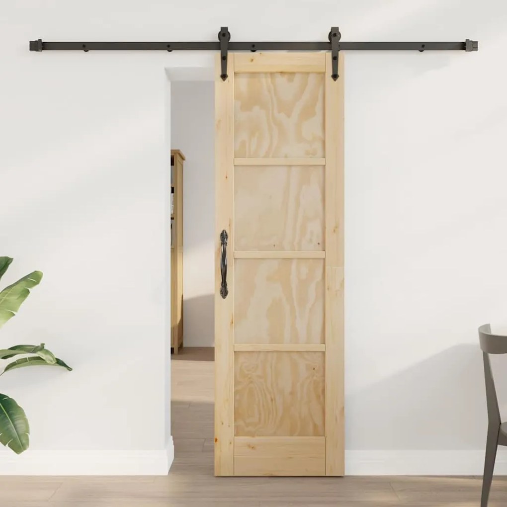 vidaXL Συρόμενη Πόρτα Καφέ 61 x 198.5 εκ. Μασίφ ξύλο πεύκου
