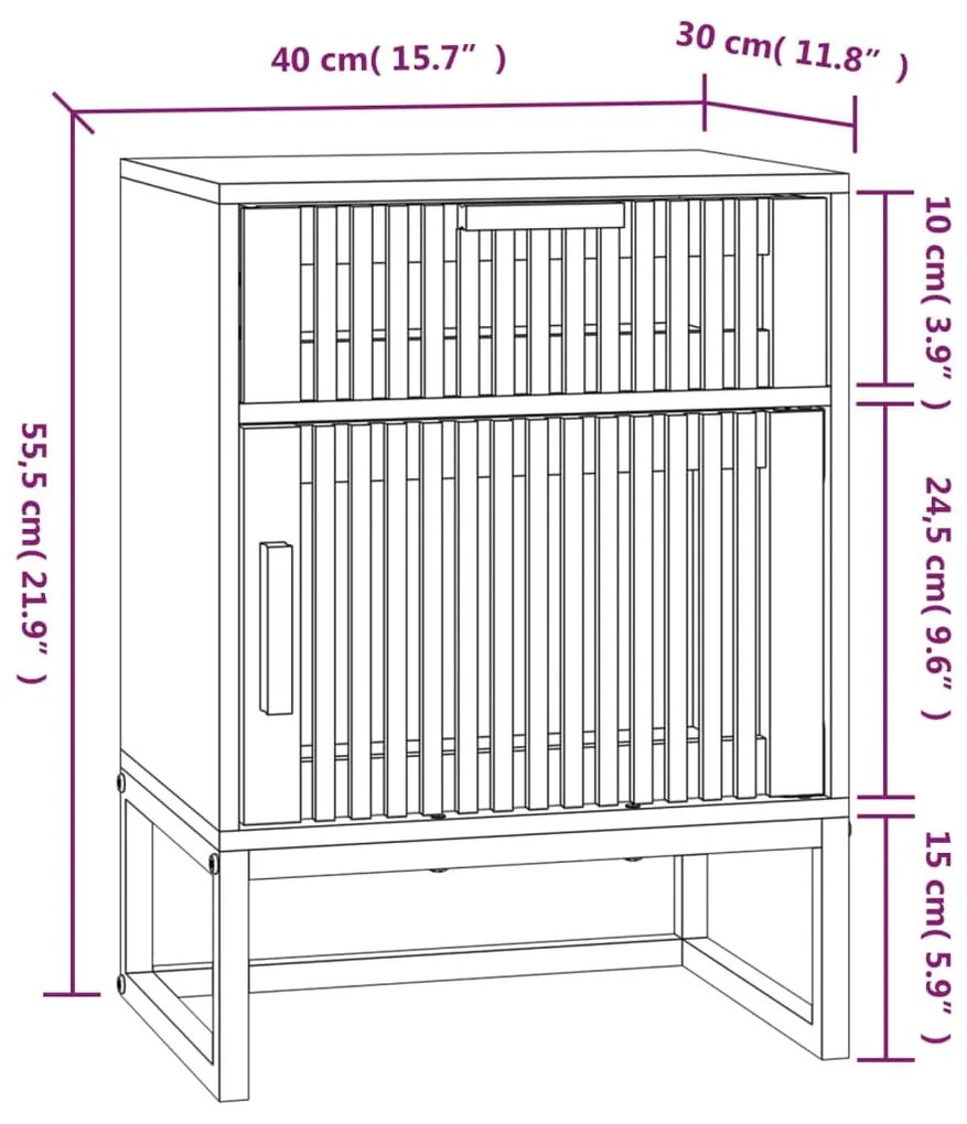 ΚΟΜΟΔΙΝΑ 2 ΤΕΜ. 40X30X55,5 ΕΚ ΕΠΕΞΕΡΓΑΣΜΕΝΟ ΞΥΛΟ &amp; ΣΙΔΕΡΟ 352096