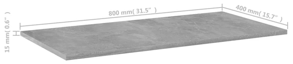 Ράφια Βιβλιοθήκης 4 τεμ. Γκρι Σκυροδ. 80x40x1,5 εκ. Επεξ. Ξύλο 805338
