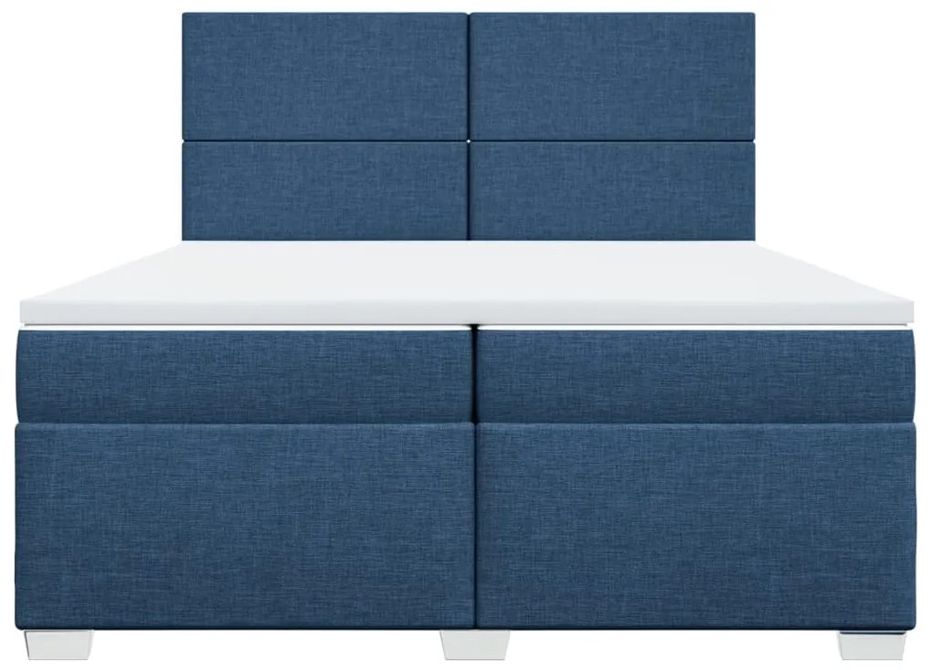 vidaXL Κρεβάτι Boxspring με Στρώμα Μπλε 200x200 εκ. Υφασμάτινο