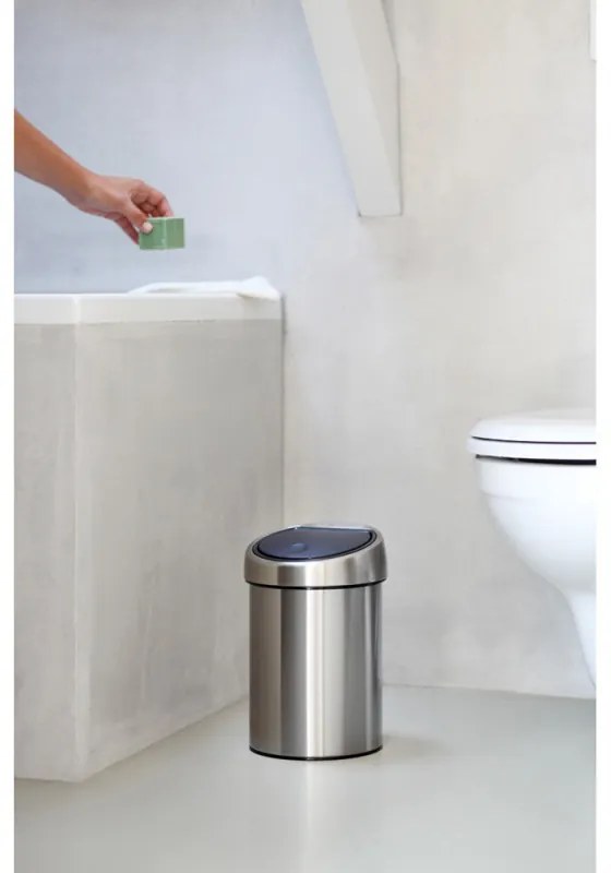 Δοχείο απορριμμάτων Brabantia Touch Bin 647211, 3 λίτρα, Ομαλός και αθόρυβος βρασμός, Τοποθέτηση Stenen, Inox/mat