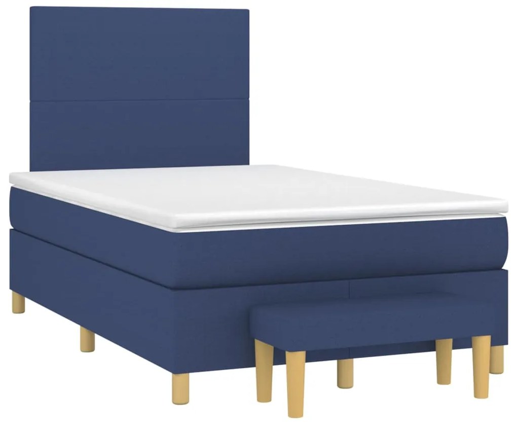 vidaXL Κρεβάτι Boxspring με Στρώμα Μπλε 120x200 εκ. Υφασμάτινο