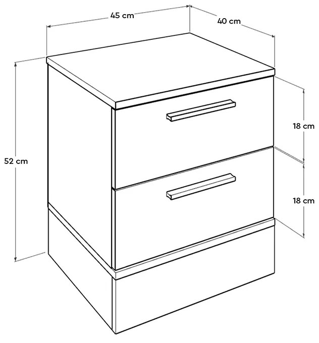 Κομοδίνo Base Megapap σε χρώμα λευκό - sonoma 45x40x52εκ. - GP009-0031 - GP009-0031