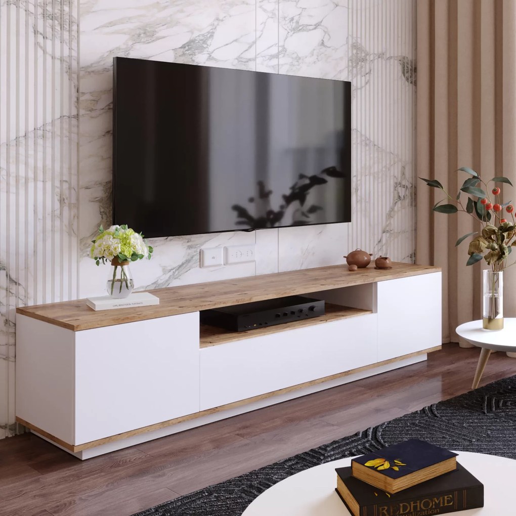Έπιπλο τηλεόρασης &quot;VIANA&quot; σε χρώμα atlantic pine/λευκό 180x45x45
