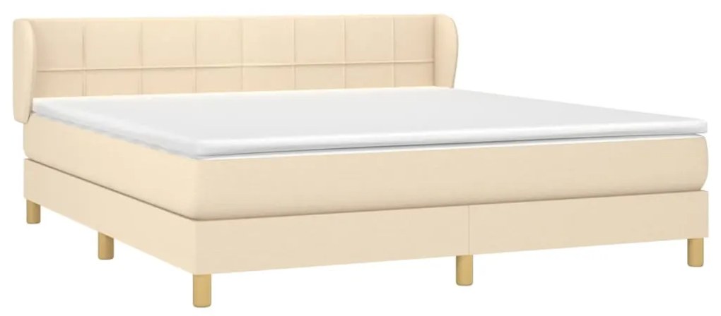 vidaXL Κρεβάτι Boxspring με Στρώμα Κρεμ 180x200 εκ. Υφασμάτινο