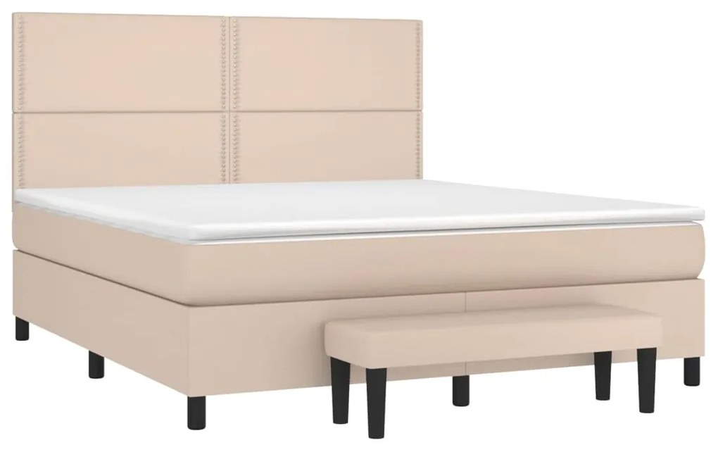 vidaXL Κρεβάτι Boxspring με Στρώμα Καπουτσίνο 160x200εκ.από Συνθ.Δέρμα