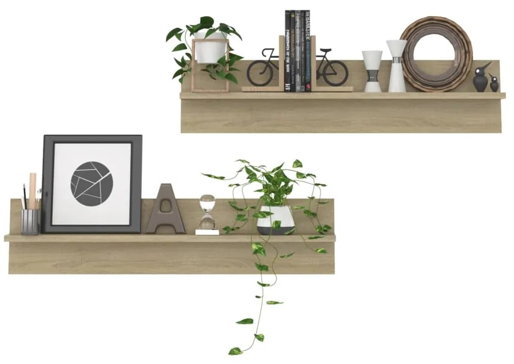 vidaXL Ραφιέρες Τοίχου 2 τεμ. Sonoma Δρυς 80 x 11,5 x 18εκ Μοριοσανίδα