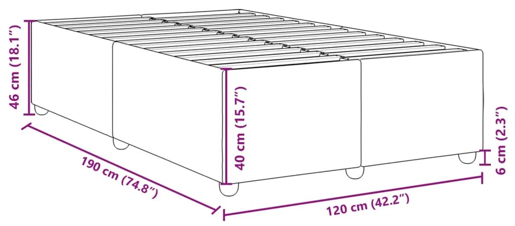 Πλαίσιο Κρεβατιού χωρίς στρώμα Μπλε 120x190 εκ. Υφασμάτινο - Μπλε